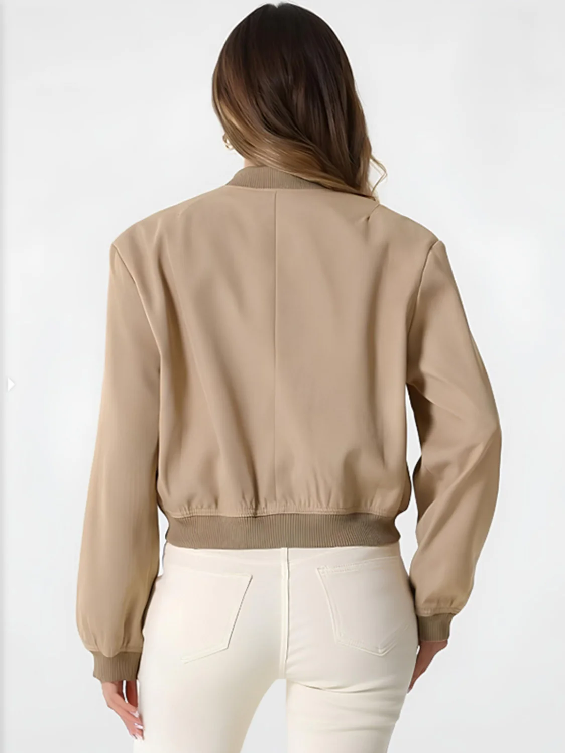 Pocketed Snap Down Baseball Collar Jacket - Image 2