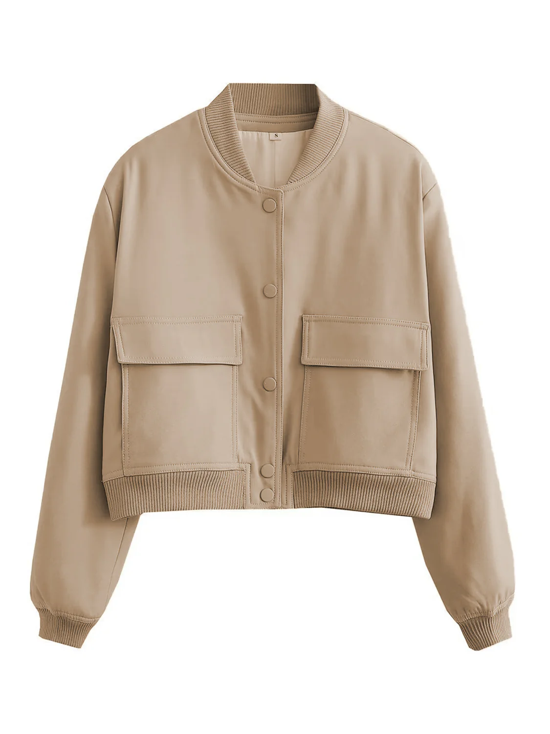Pocketed Snap Down Baseball Collar Jacket - Image 3