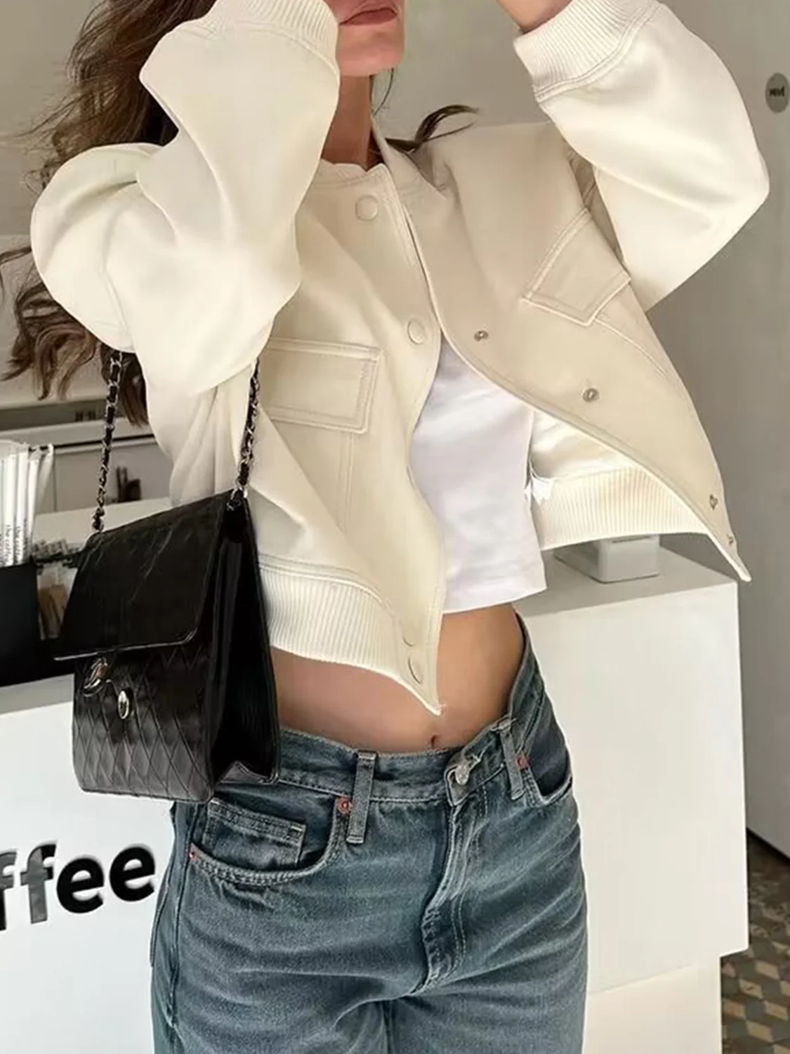 Pocketed Snap Down Baseball Collar Jacket - Image 8