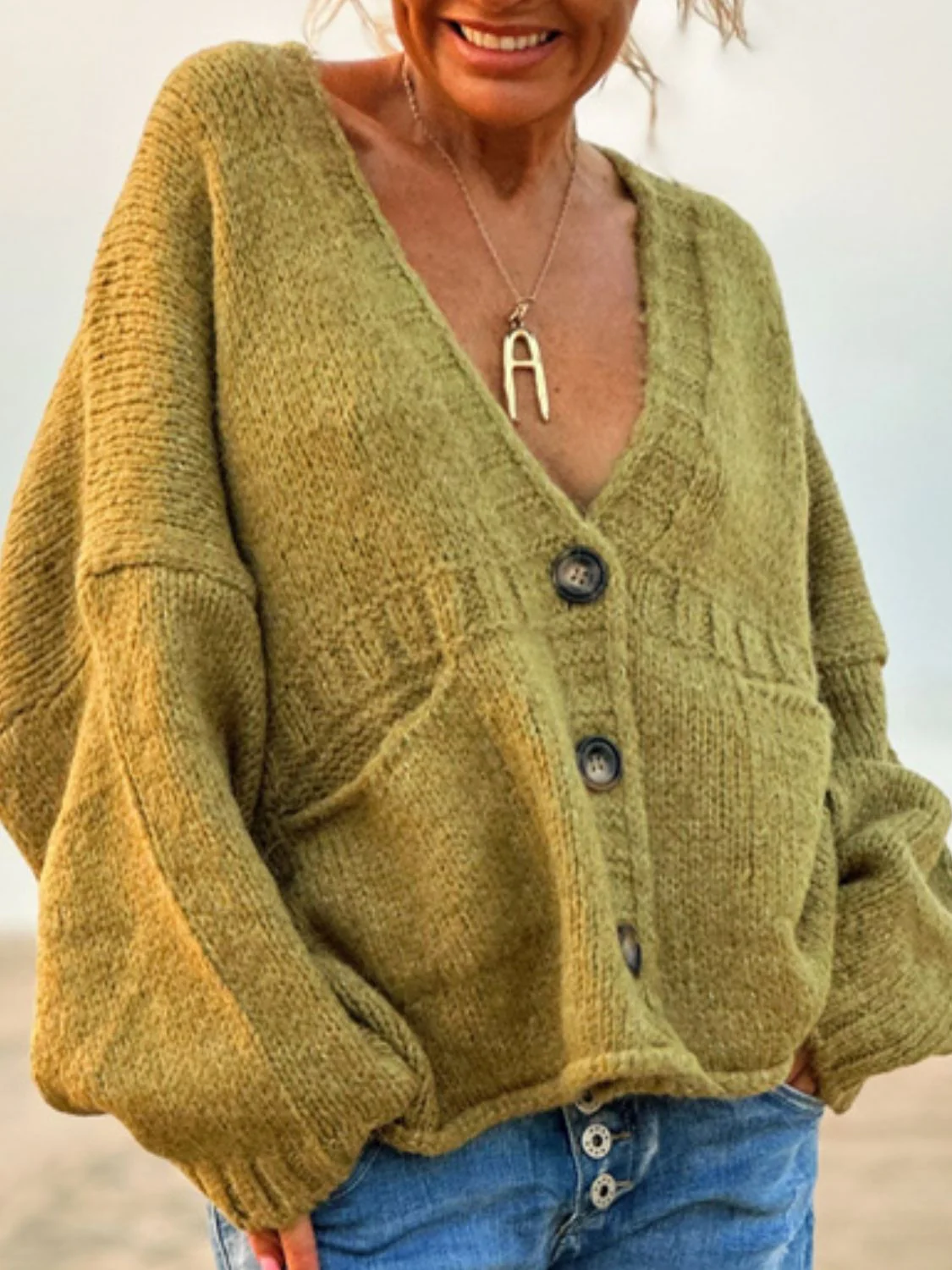 Pocketed V-Neck Button Up Cardigan - Image 7