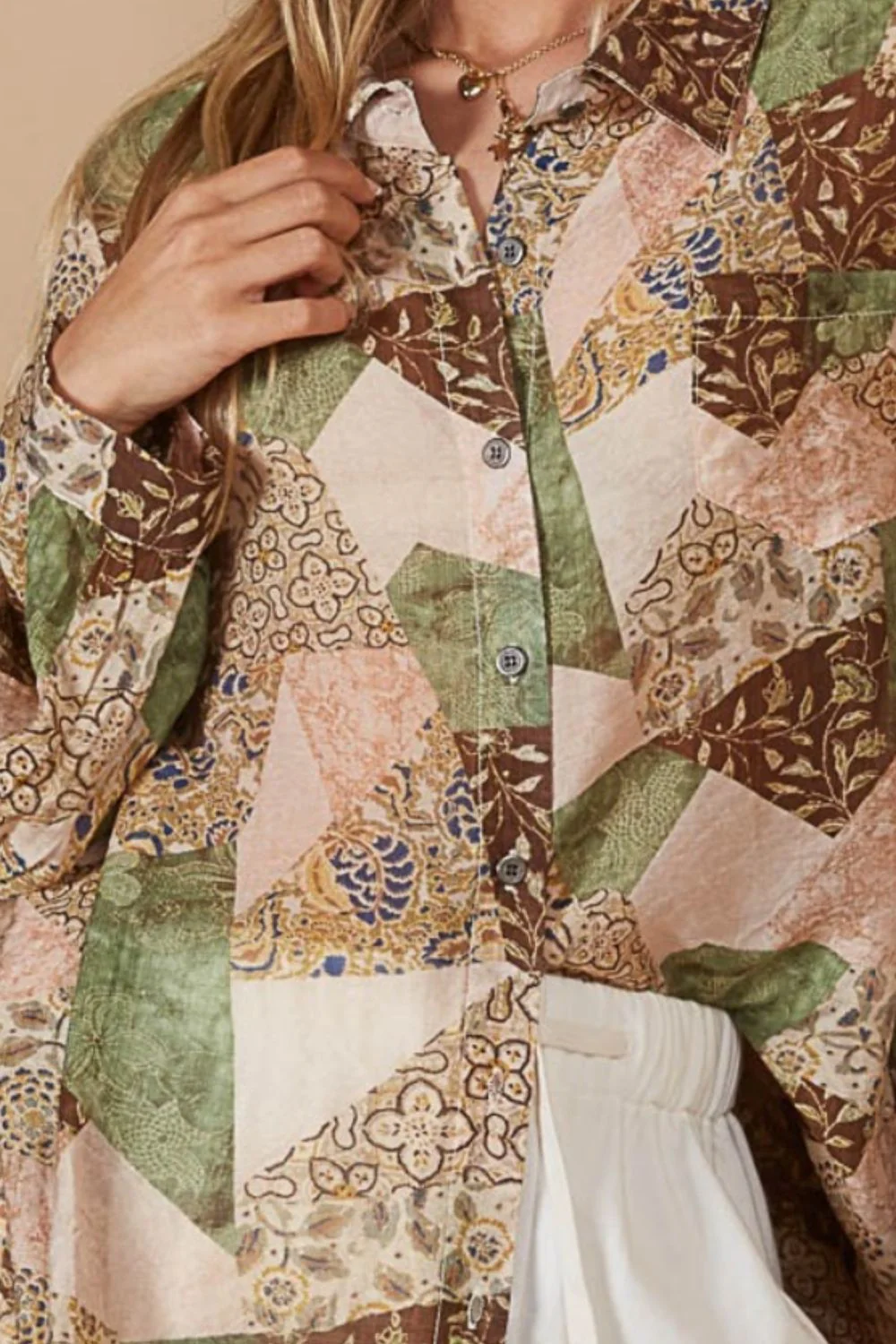 POL Button-Down Long Sleeve Printed Shirt - Image 3