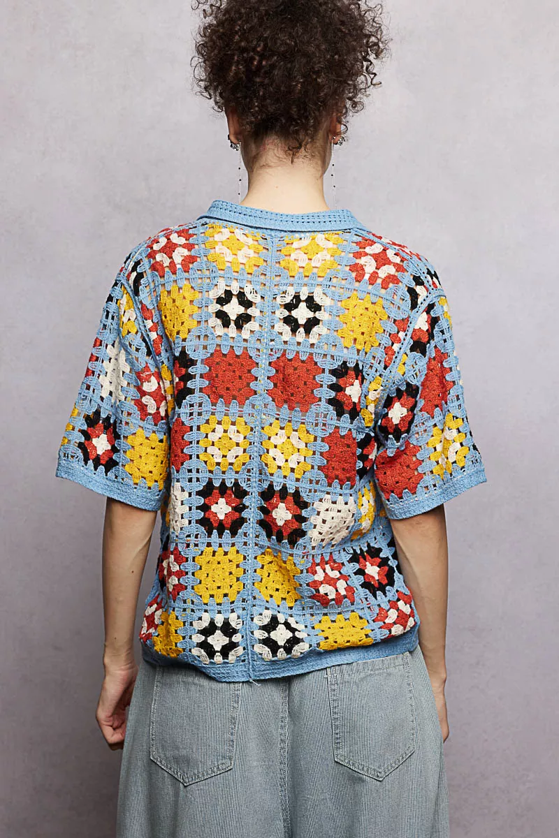 POL Crochet Short Sleeve Relaxed Fit Shirt - Image 4