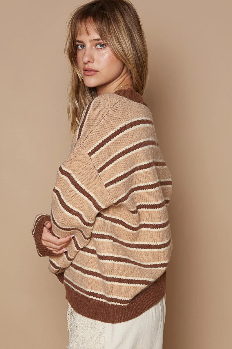 POL Star Patch Stripe Round Neck Sweater - Image 7