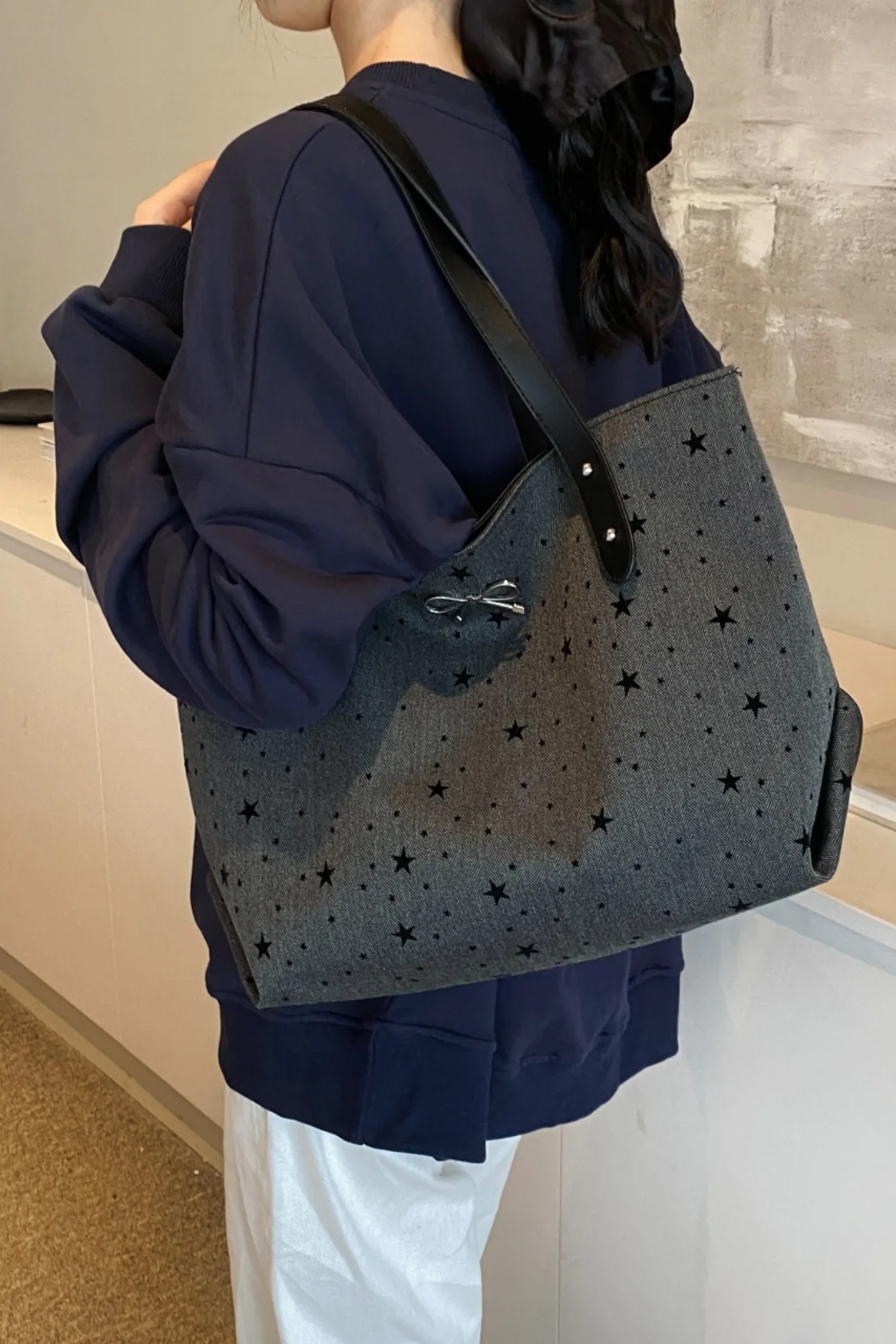 Polyester Bow Polka Dot Tote Bag - Image 16