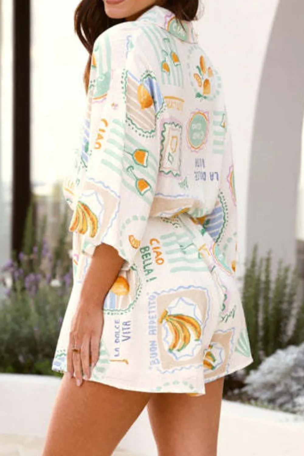 Printed 3/4 Sleeve Romper - Image 2