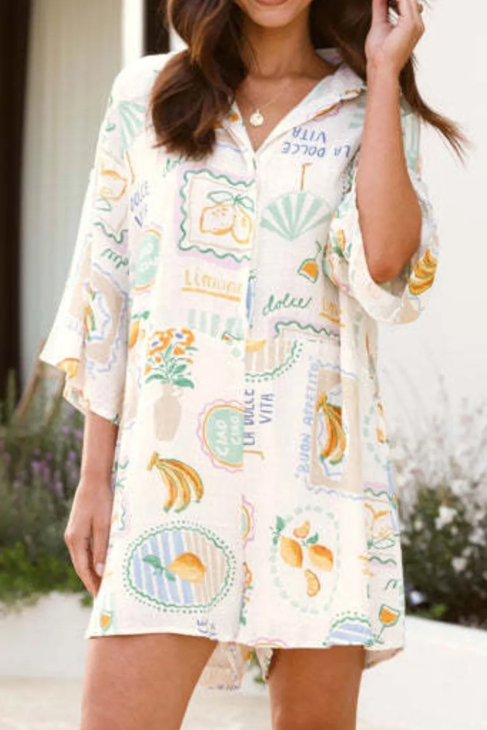 Printed 3/4 Sleeve Romper - Image 5