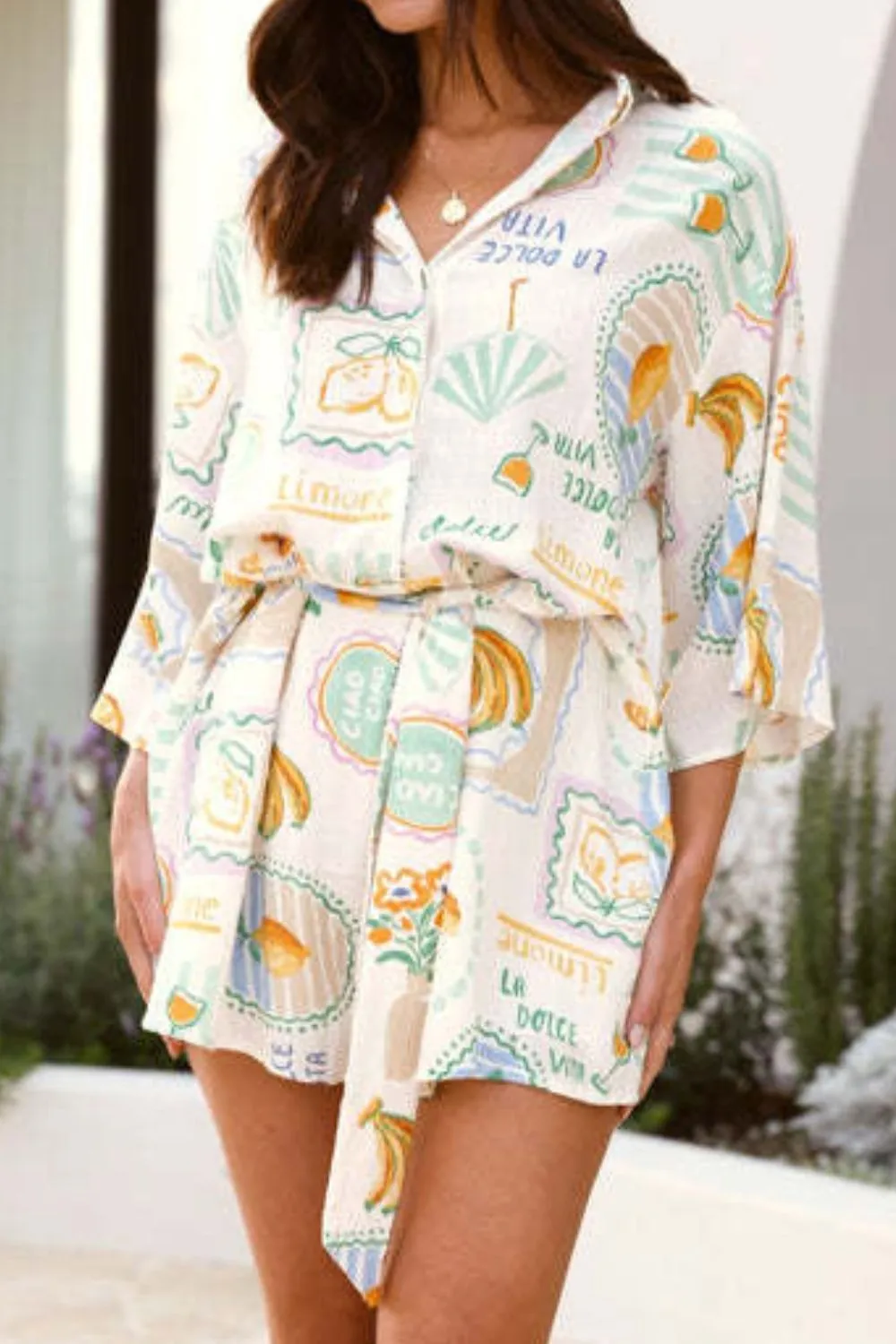 Printed 3/4 Sleeve Romper - Image 7