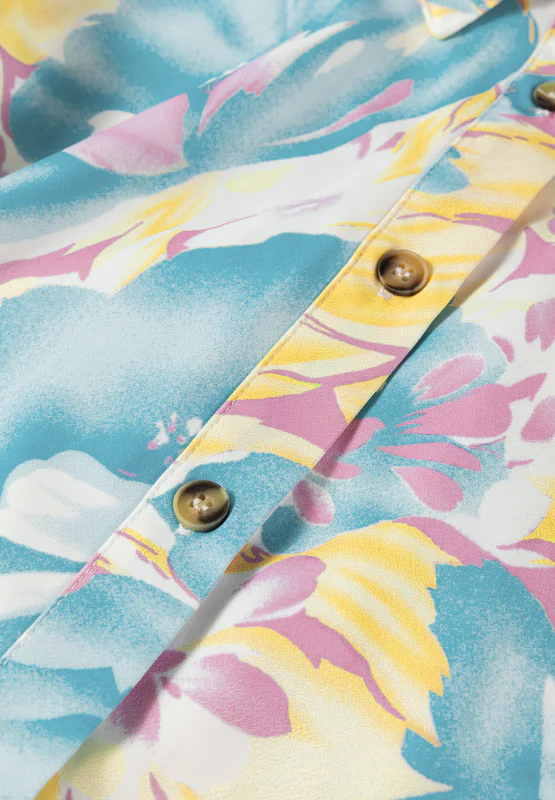 Printed Button Down Lantern Sleeve Shirt - Image 8
