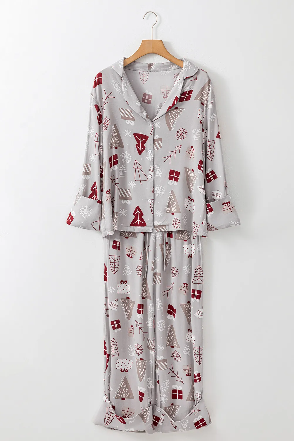 Printed Long Sleeve Top and Pants Lounge Set - Image 2