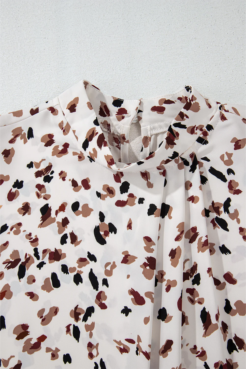 Printed Mock Neck Balloon Sleeve Blouse - Image 6