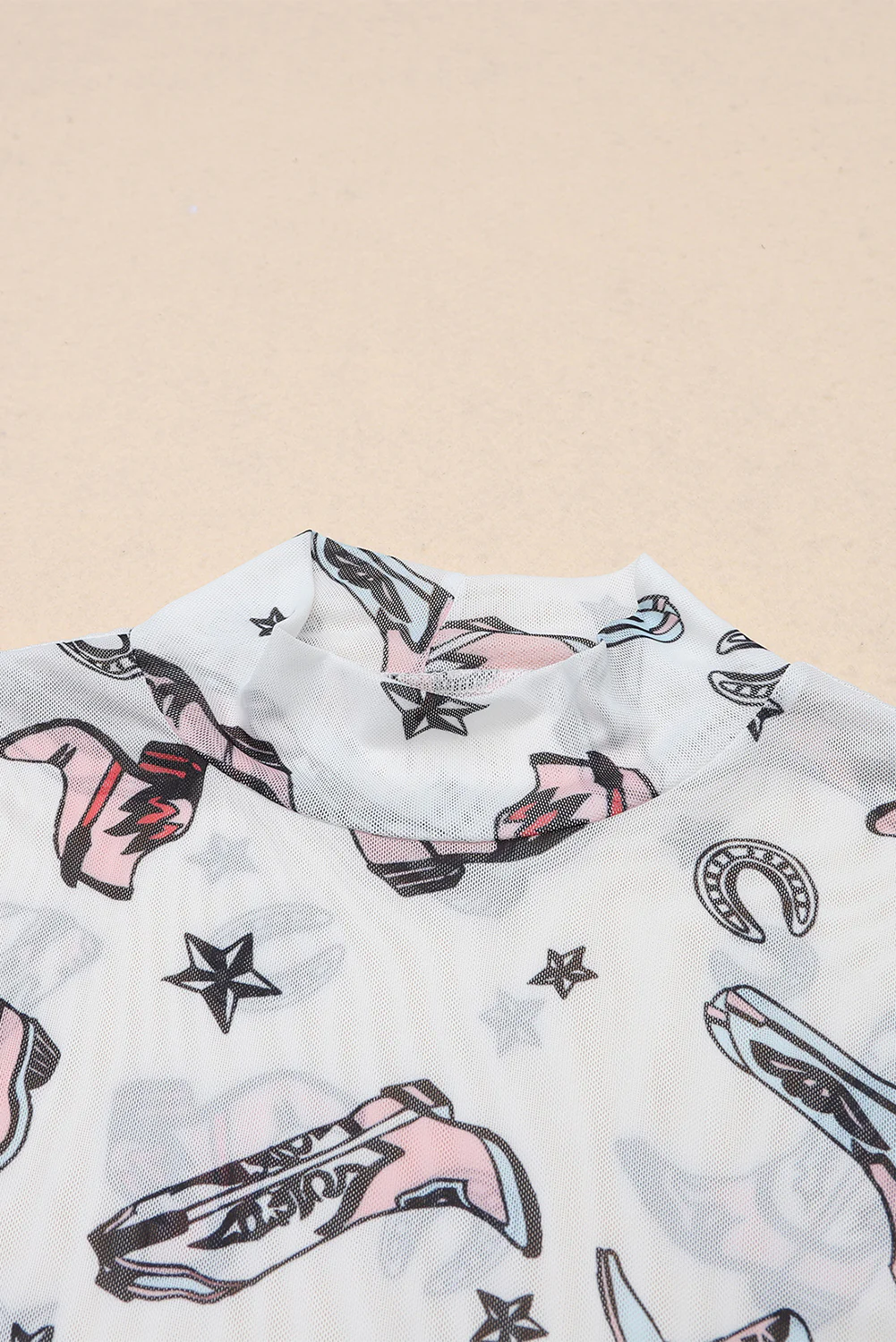 Printed Mock Neck Long Sleeve Bodysuit - Image 6