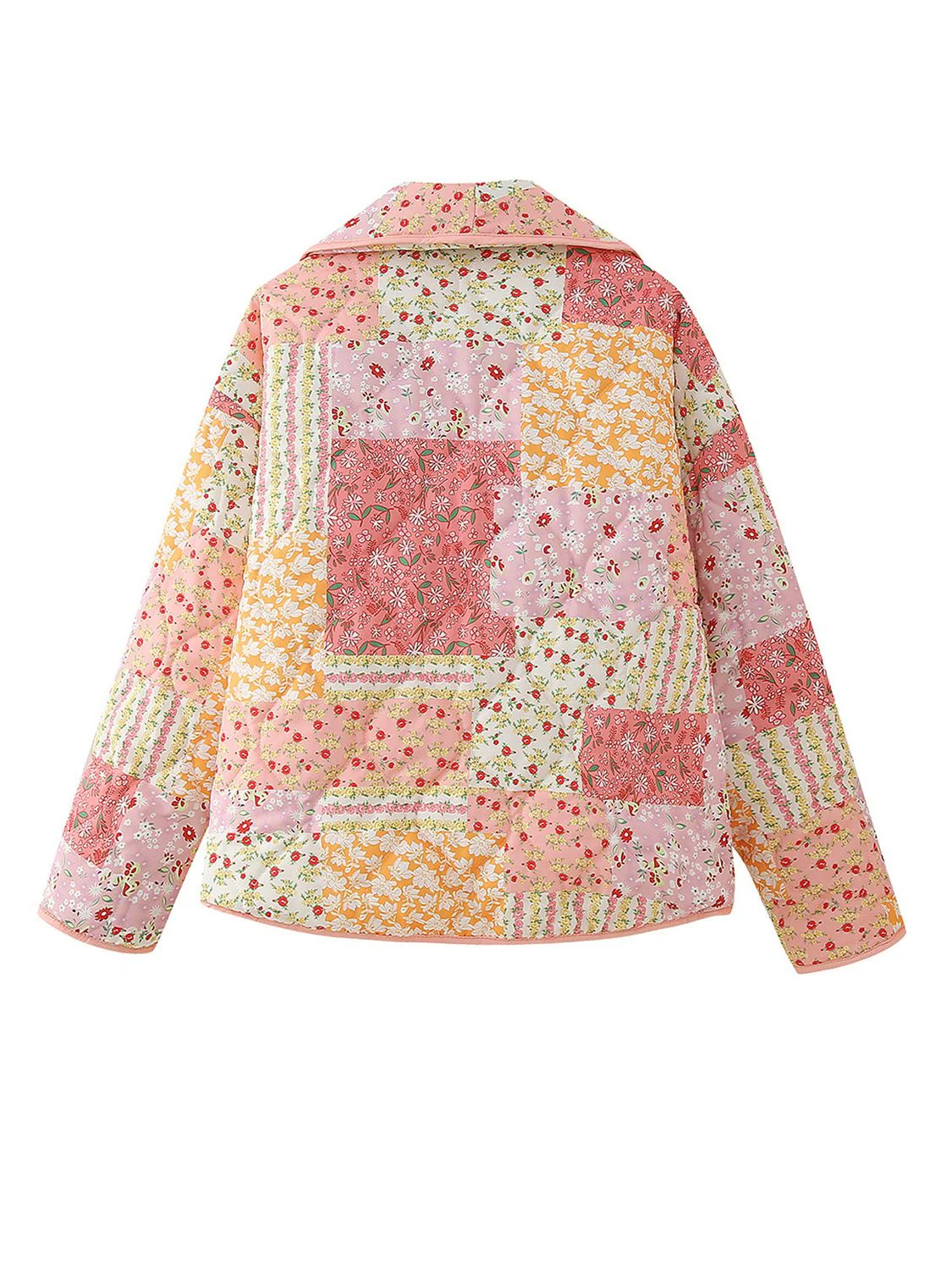 Printed Patchwork Open Front Cardigan with Pockets - Image 11