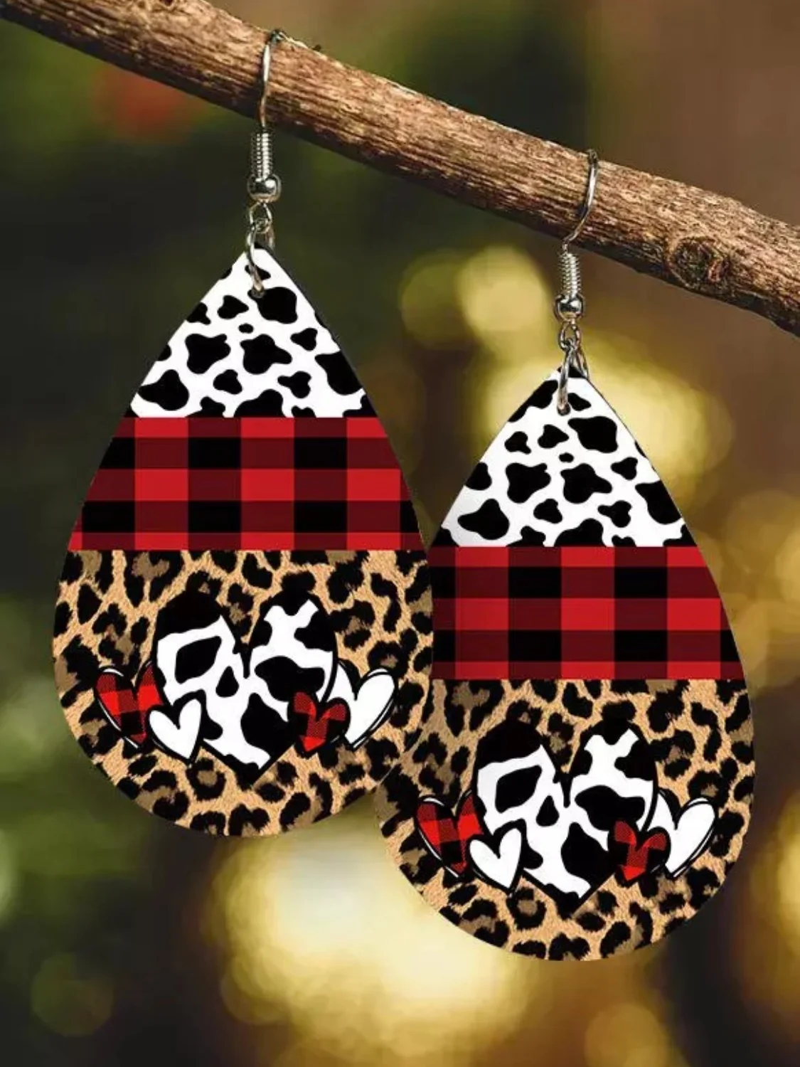 Printed PU Leather Dangle Earrings - Image 4