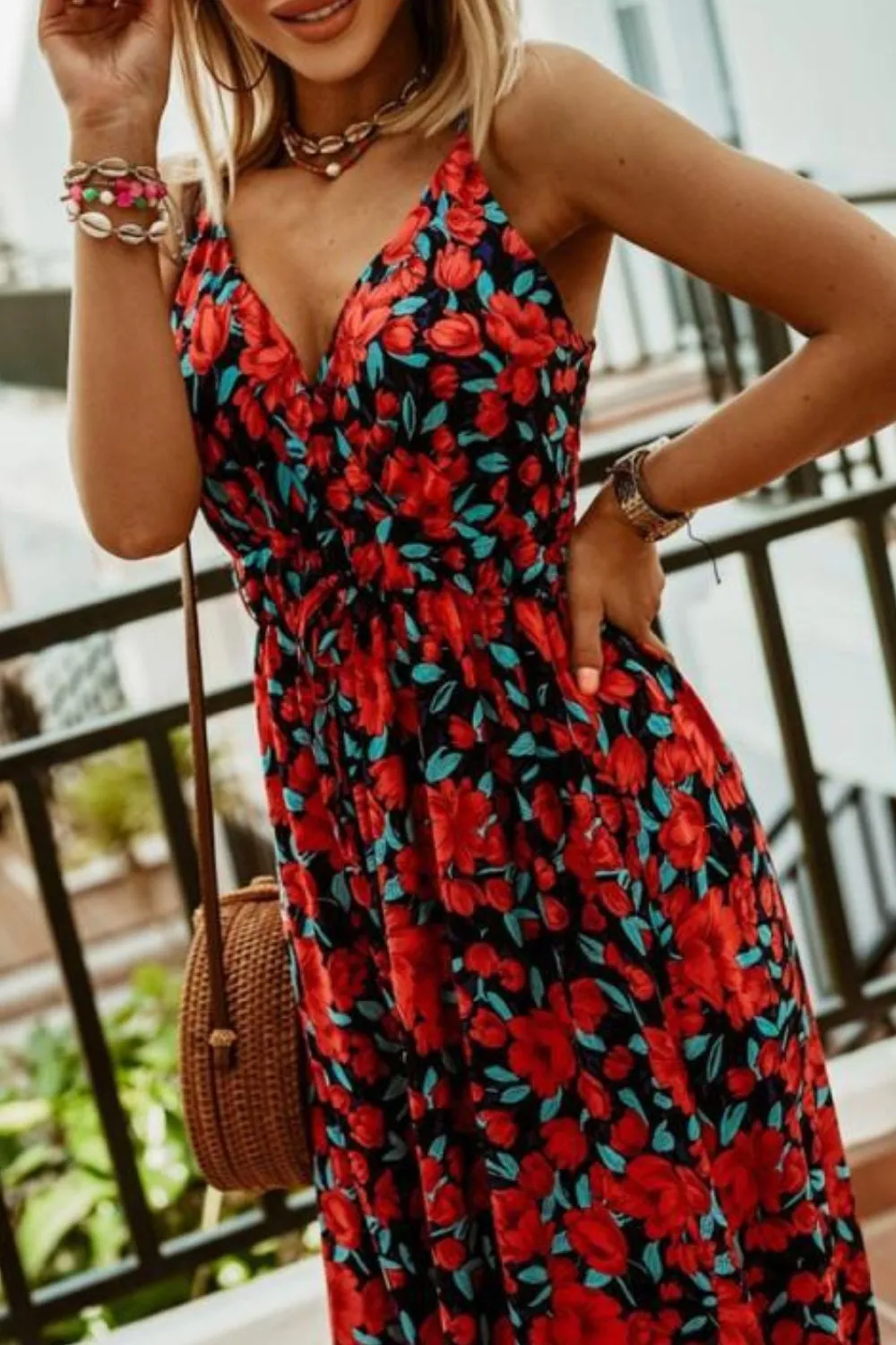 Printed Spaghetti Strap Maxi Dress - Image 18