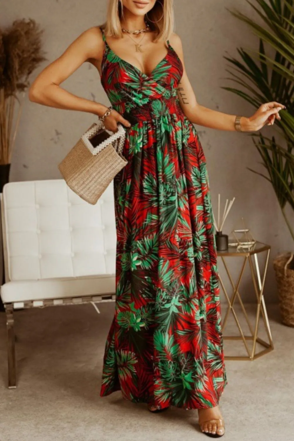Printed Spaghetti Strap Maxi Dress - Image 27