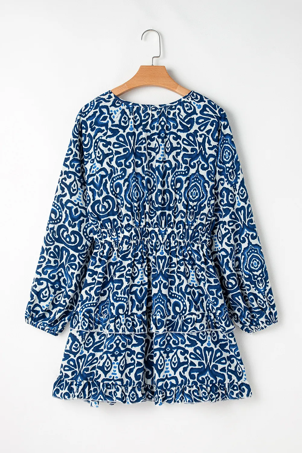 Printed Tie Neck Long Sleeve Dress - Image 3