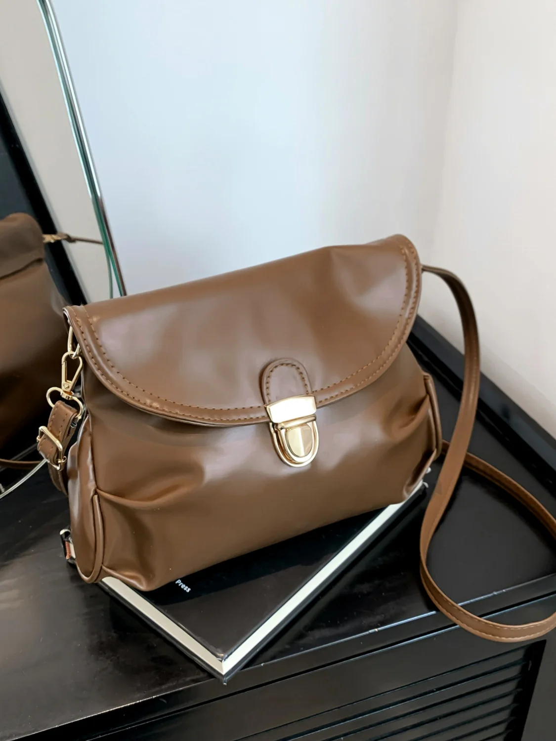 PU Leather Adjustable Strap Crossbody Bag - Image 6