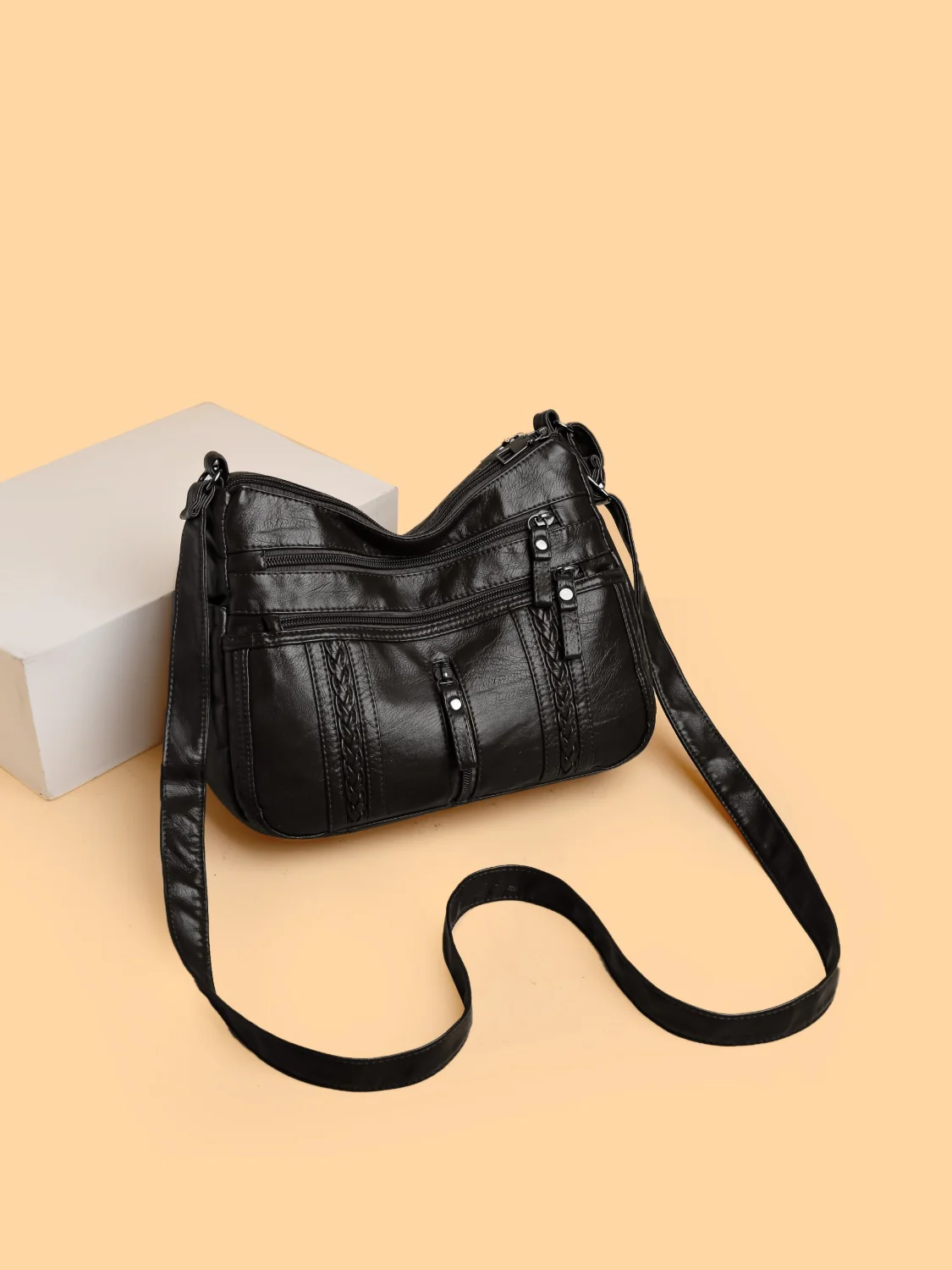 PU Leather Adjustable Strap Shoulder Bag - Image 26