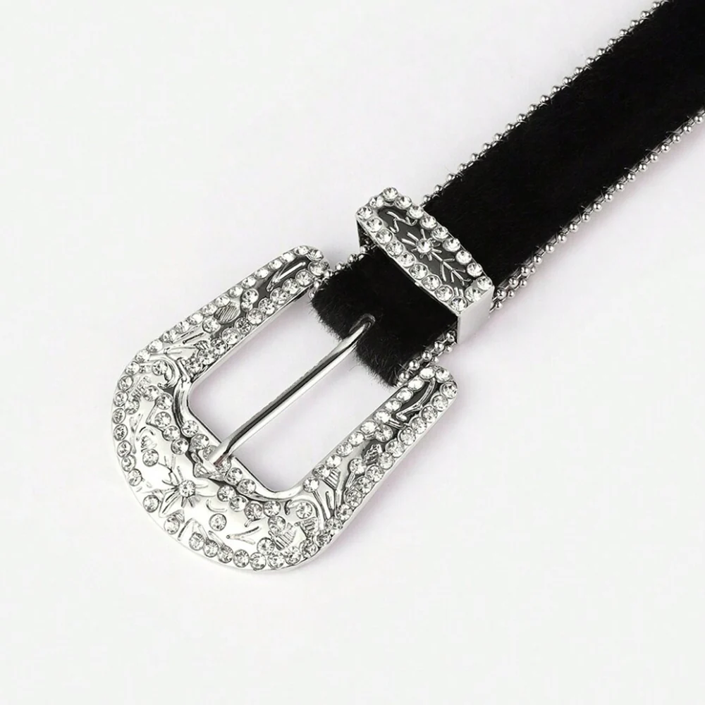 PU Leather Inlaid Rhinestone Belt - Image 5