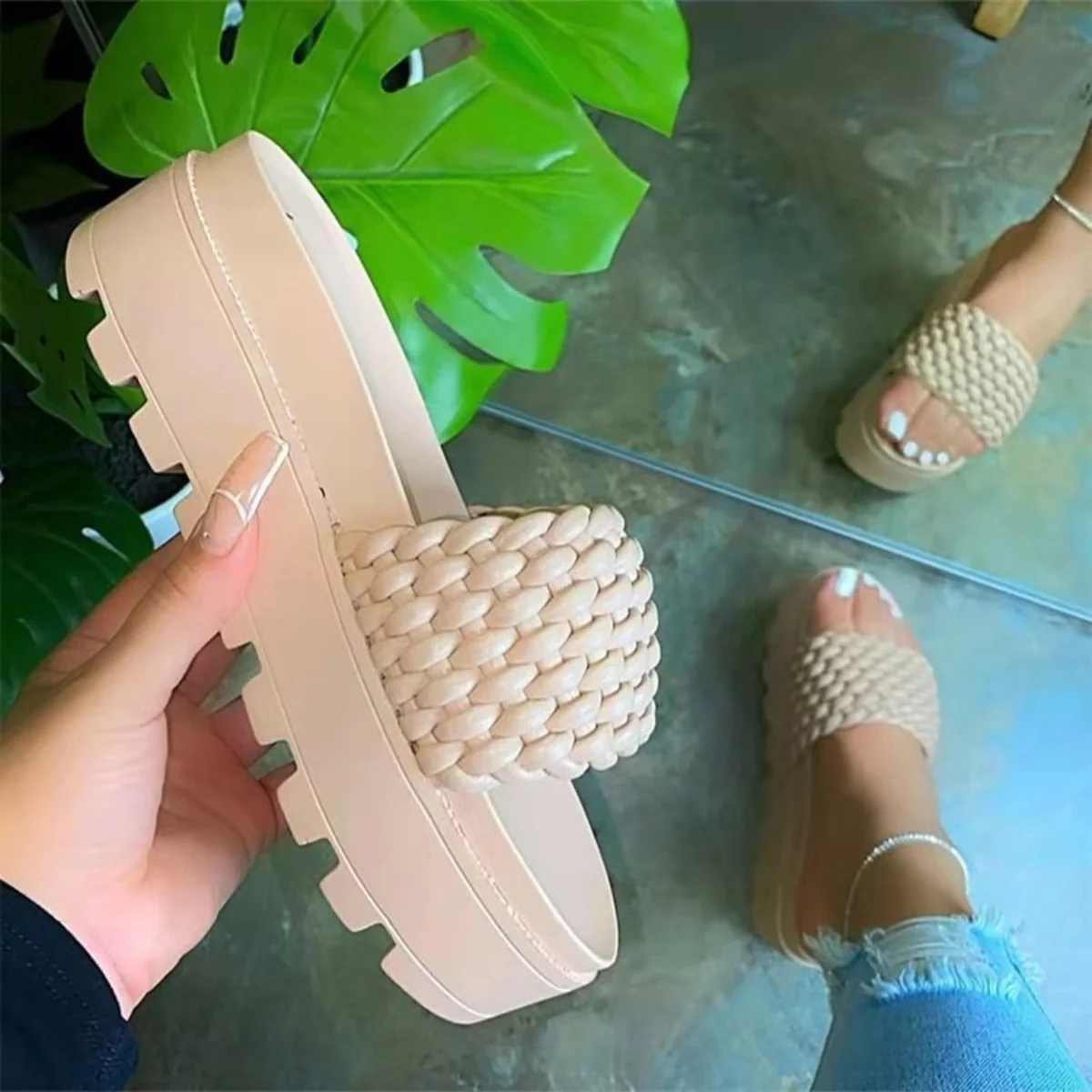 PU Leather Open Toe Platform Sandals - Image 4