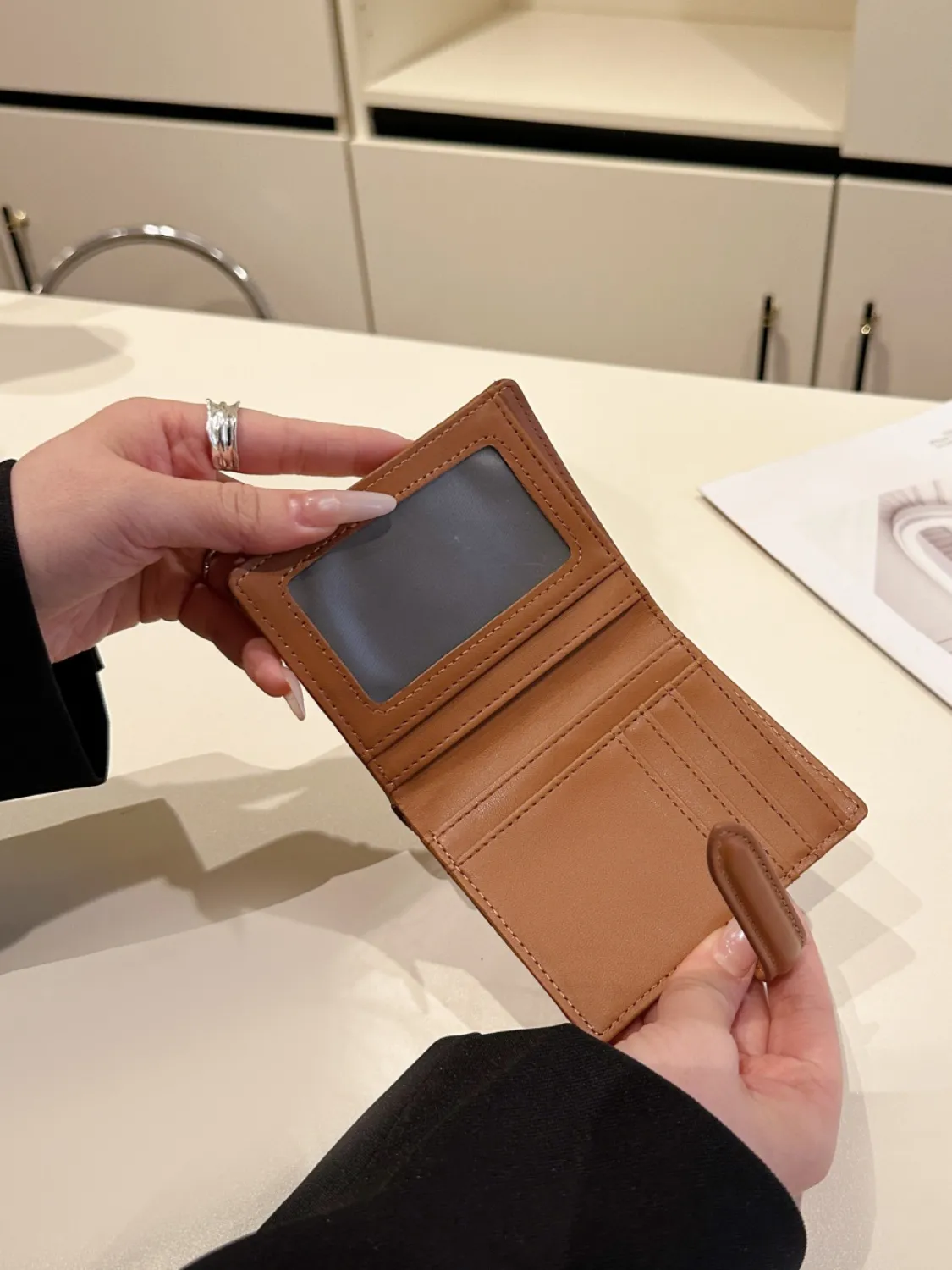 PU Leather Solid Color Card Case - Image 2