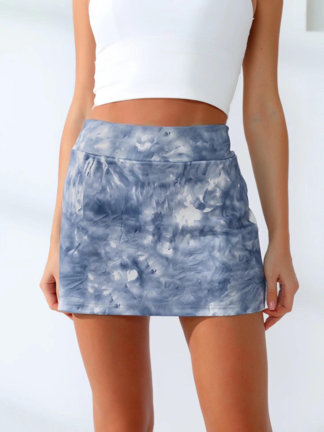 Quick-Dry Tie-Dye Wide Waistband Active Tennis Skirt - Image 3