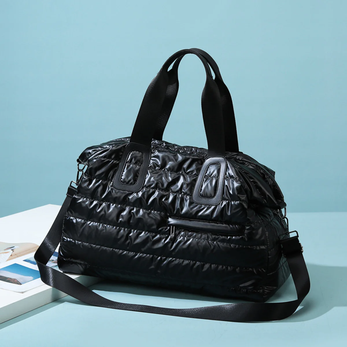 Quilted Nylon Oversize Travel Bag - Image 9