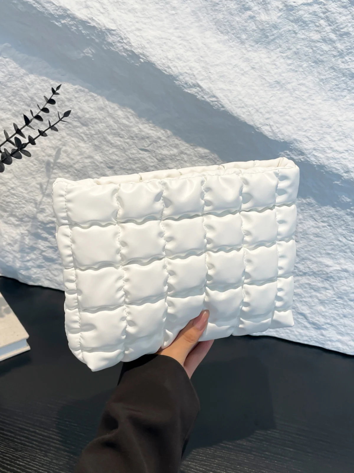 Quilted Plaid Clutch with Zipper - Image 22