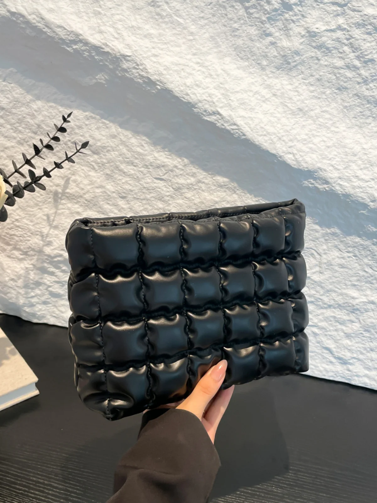 Quilted Plaid Clutch with Zipper - Image 26