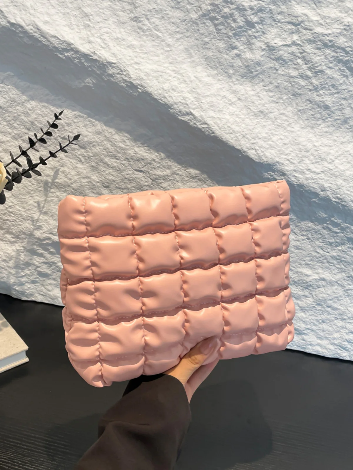 Quilted Plaid Clutch with Zipper - Image 30