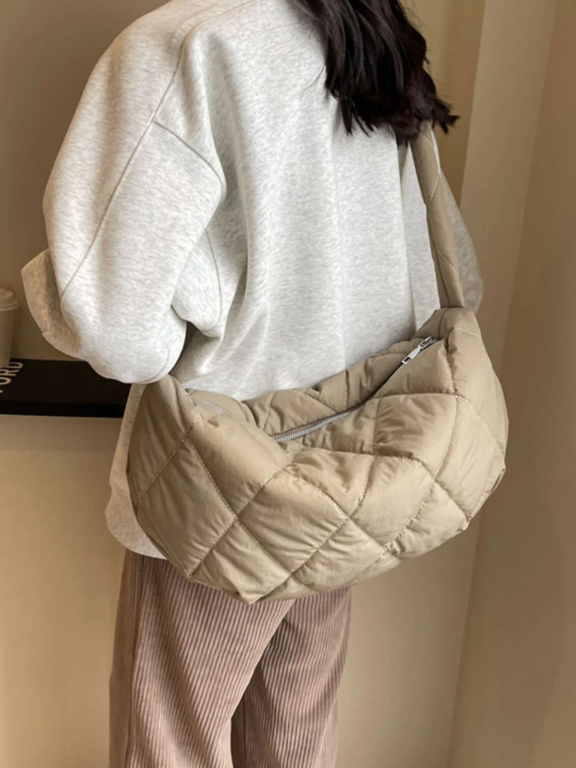 Quilted Polyester Crossbody Bag - Image 16