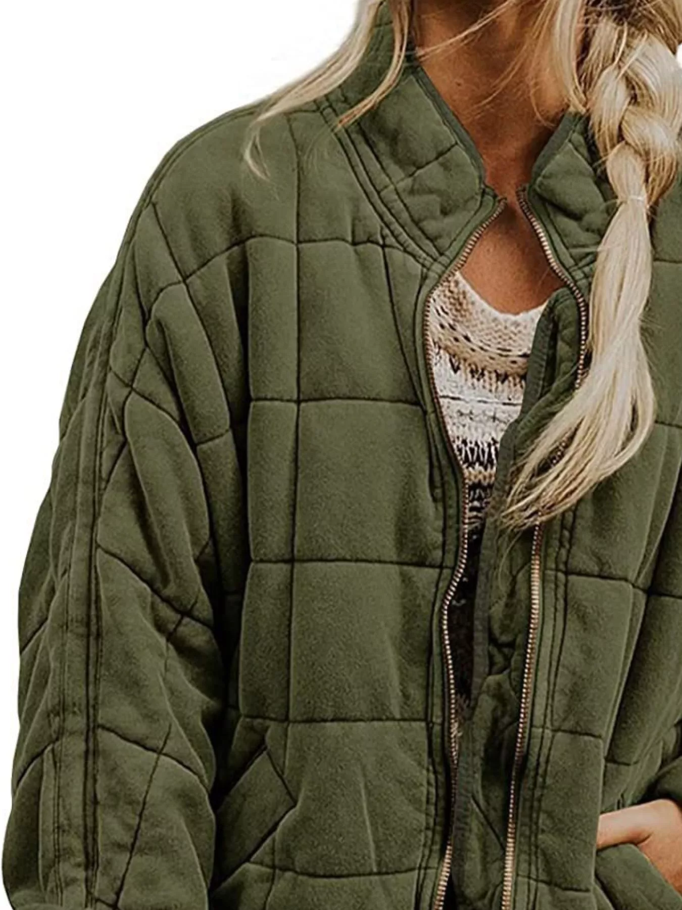 Quilted Zip Up Outerwear - Image 2