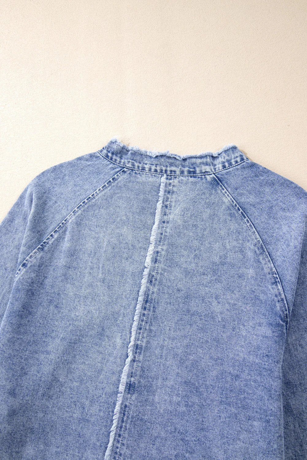 Raw Hem Button Down Long Sleeve Denim Dress - Image 13