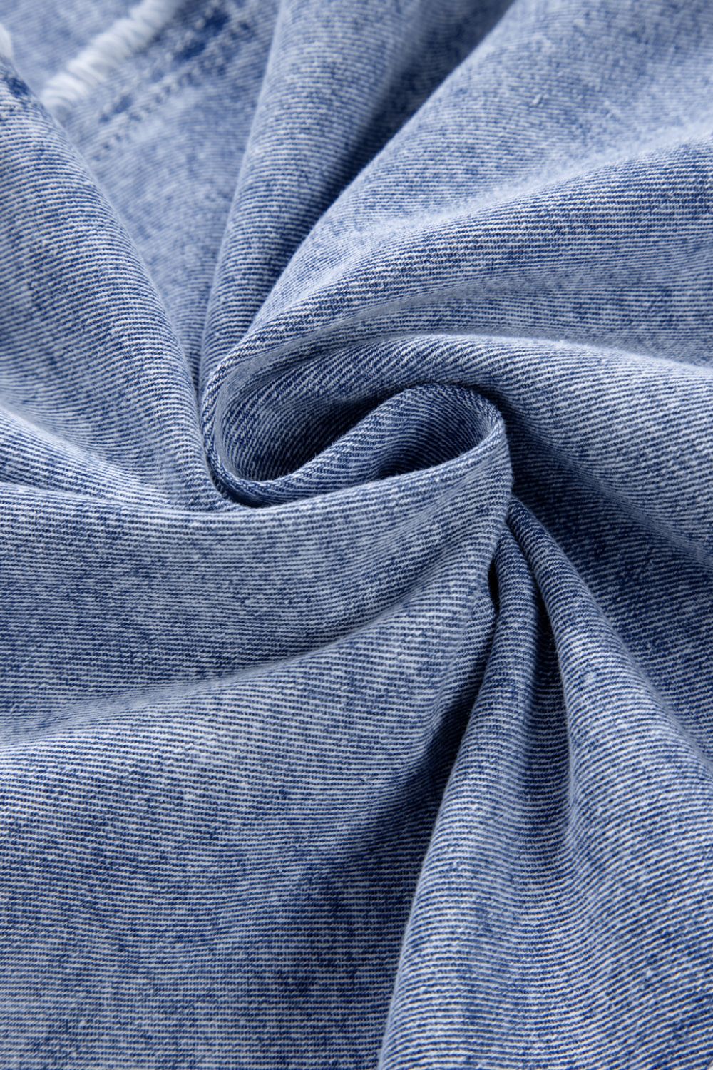 Raw Hem Button Down Long Sleeve Denim Dress - Image 9