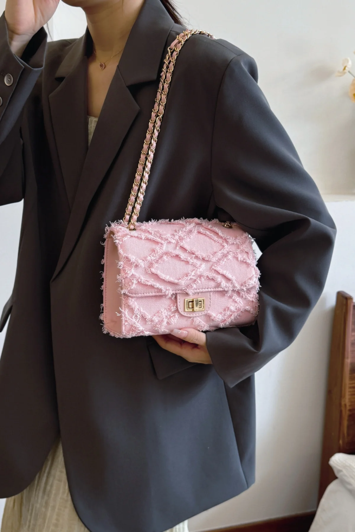 Raw Hem Denim Crossbody Bag - Image 20