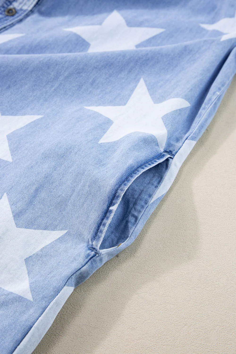 Raw Hem Star Short Sleeve Denim Dress - Image 5