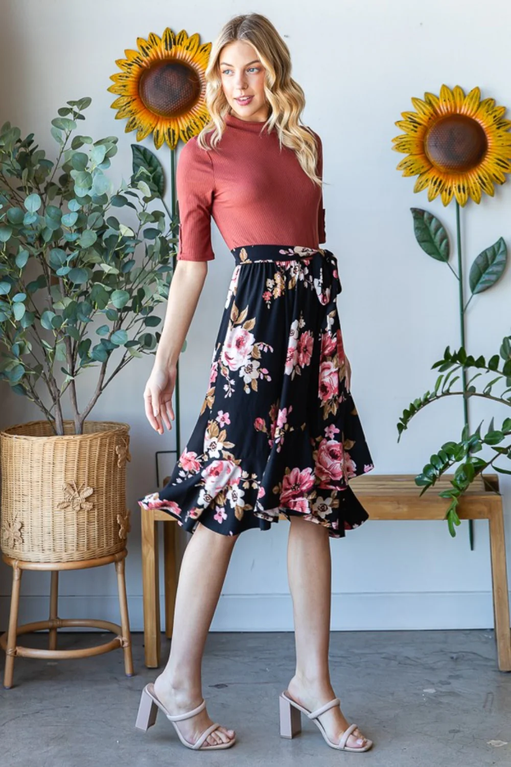 Reborn J Floral Wrap Ruffle Hem Skirt - Image 2