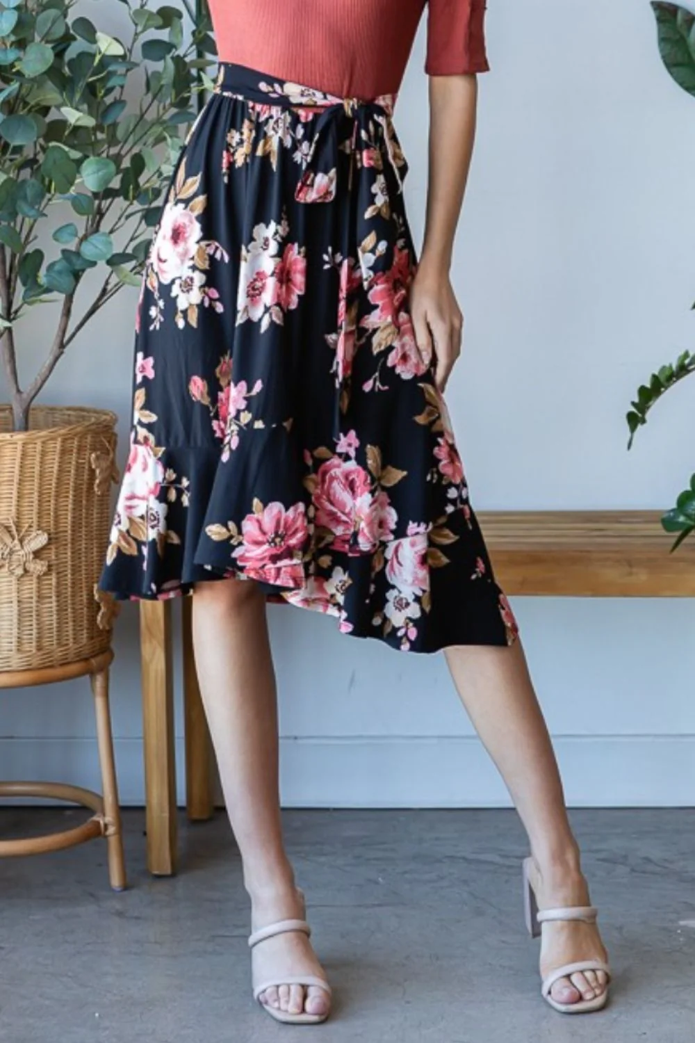Reborn J Floral Wrap Ruffle Hem Skirt - Image 3
