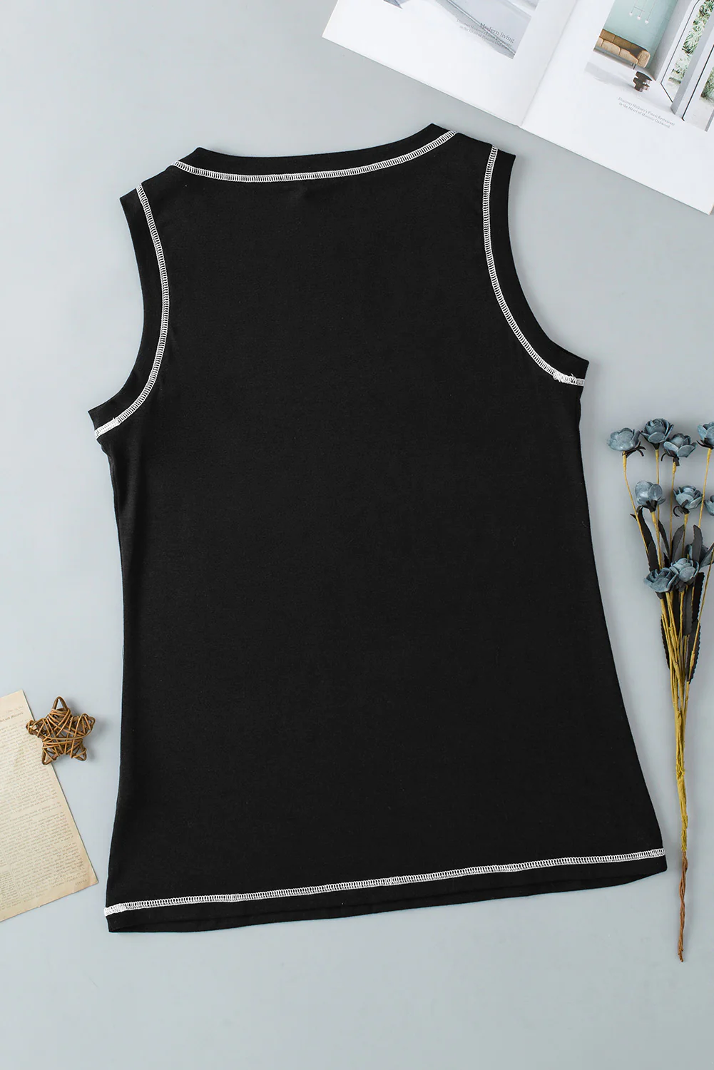 Rhinestone Smile Face Round Neck Tank - Image 8
