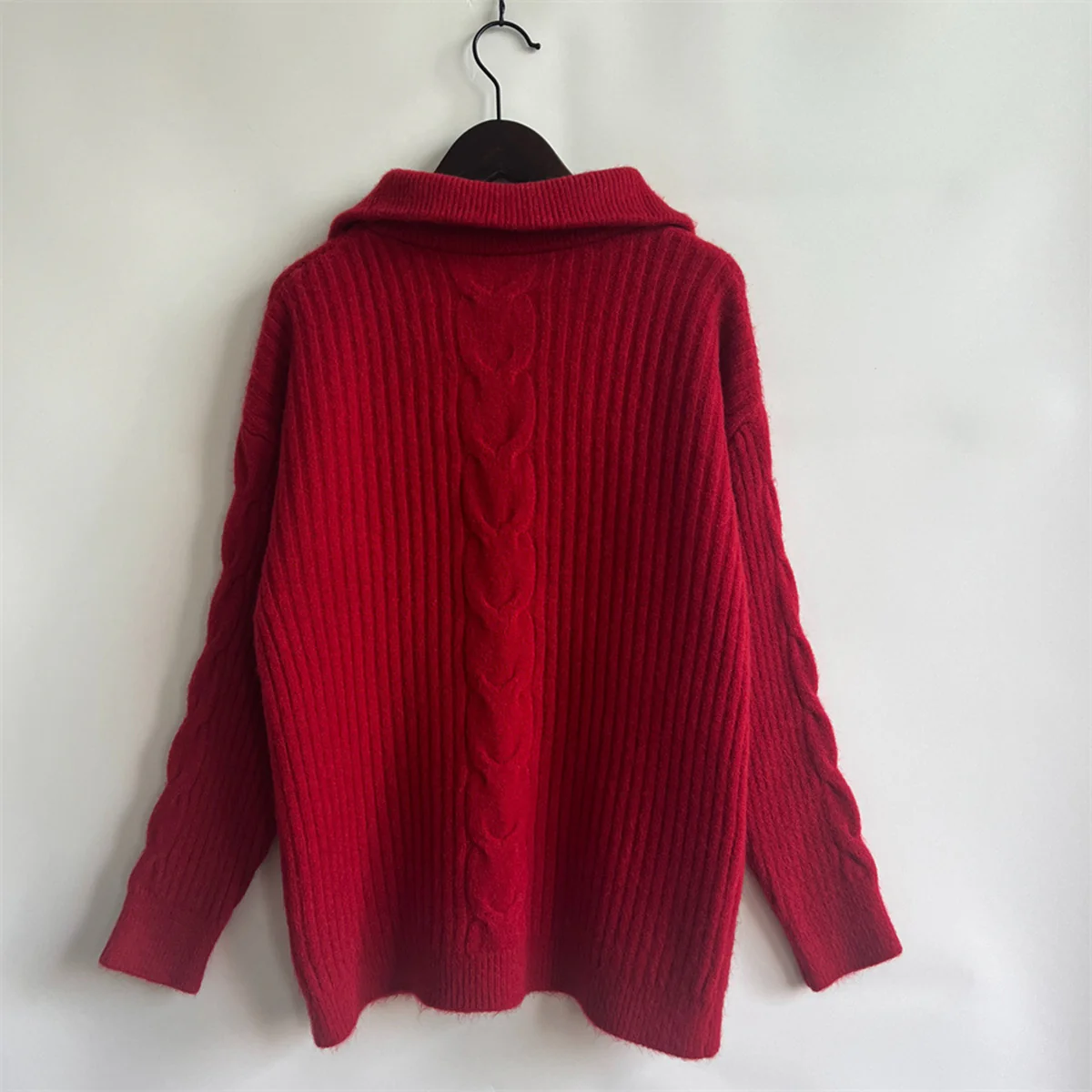 Ribbed Half Zip Long Sleeve Sweater - Image 6