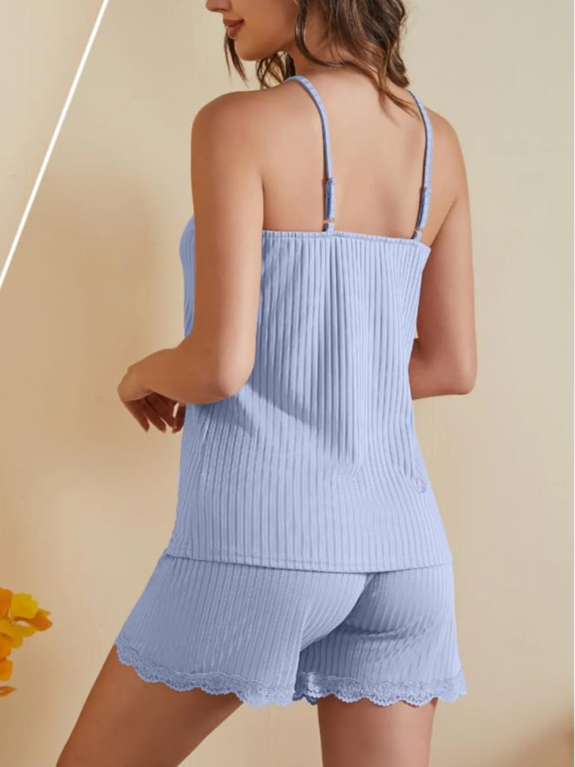 Ribbed Scoop Neck Top and Shorts Lounge Set - Image 9
