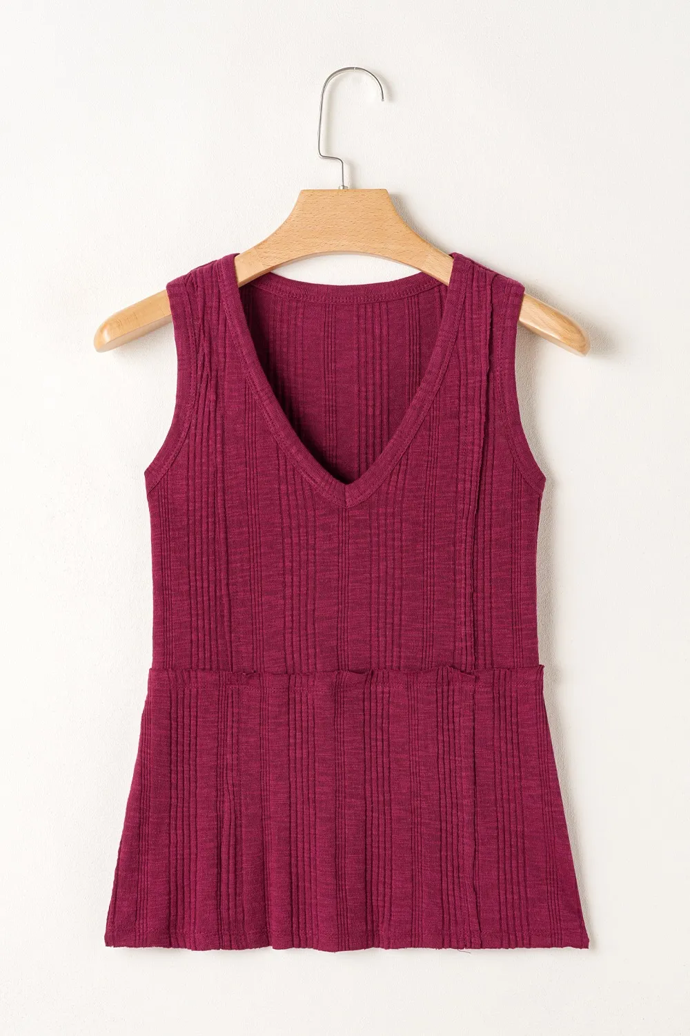 Ribbed Textured Exposed Stitching Knit Tank Top - Image 3