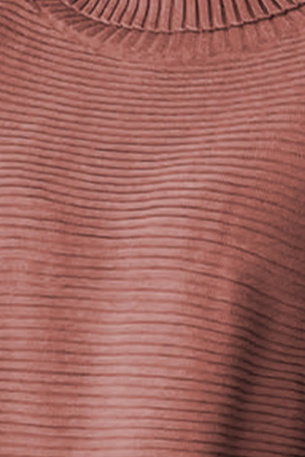 Ribbed Turtleneck Dropped Shoulder Pullover Sweater - Image 3