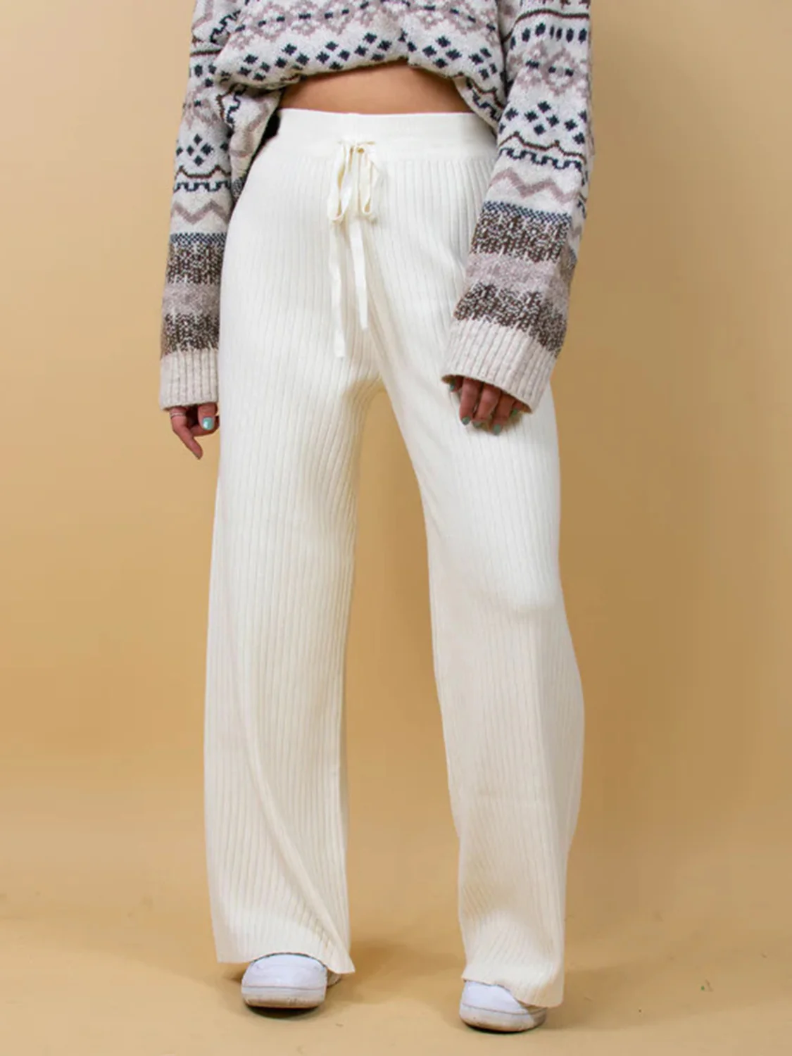 Ribbed Wide Leg Sweater Pants - Image 3