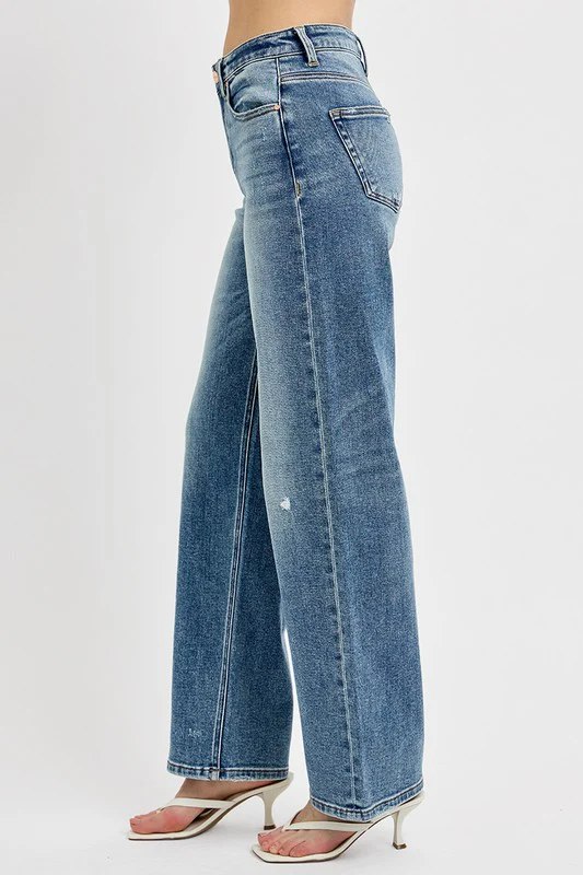 RISEN Full Size Distressed Wide Leg Jeans Plus Size - Image 2