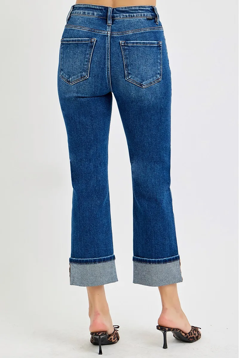 RISEN Full Size High Rise Ankle Straight Cuffed Jeans Plus Size - Image 5