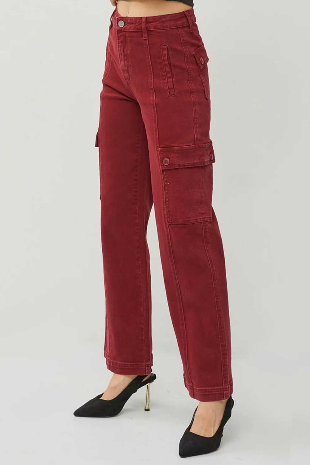 RISEN Full Size High Rise Wide Leg Cargo Jeans - Image 3