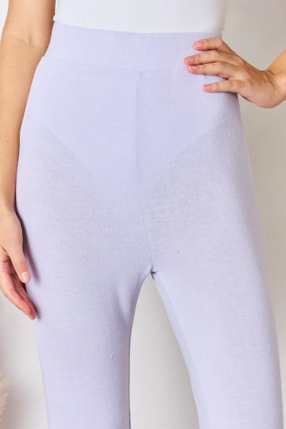 RISEN Full Size High Waist Ultra Soft Knit Flare Pants - Image 5