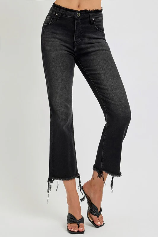 RISEN Full Size Raw Hem Cropped Flare Jeans Plus Size - Image 4