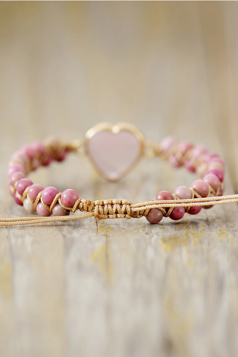 Rose Quartz Heart Beaded Bracelet - Image 4